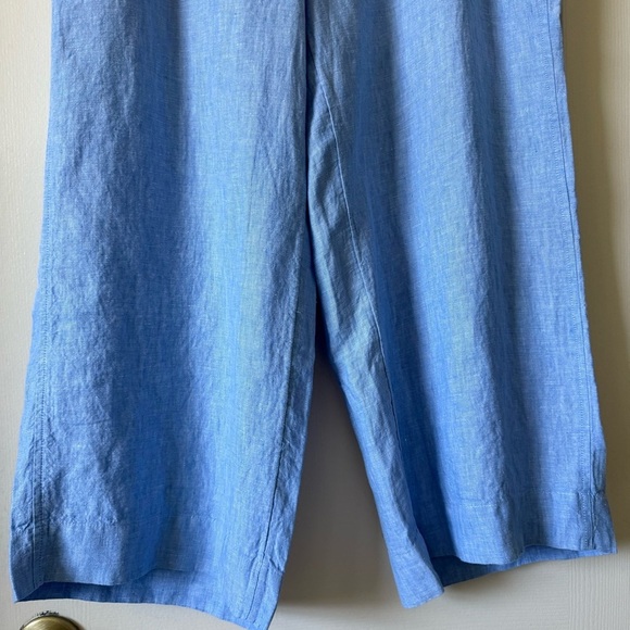 J. Jill Easy Linen Pants Wide Leg Women Size L Cropped Relaxed Fit In Blue - Picture 6 of 14